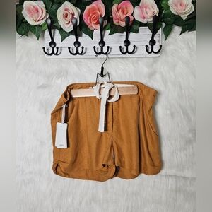 Wilfred (Aritzia) Allegra Amber Earth Relaxed Hem Linen Shorts